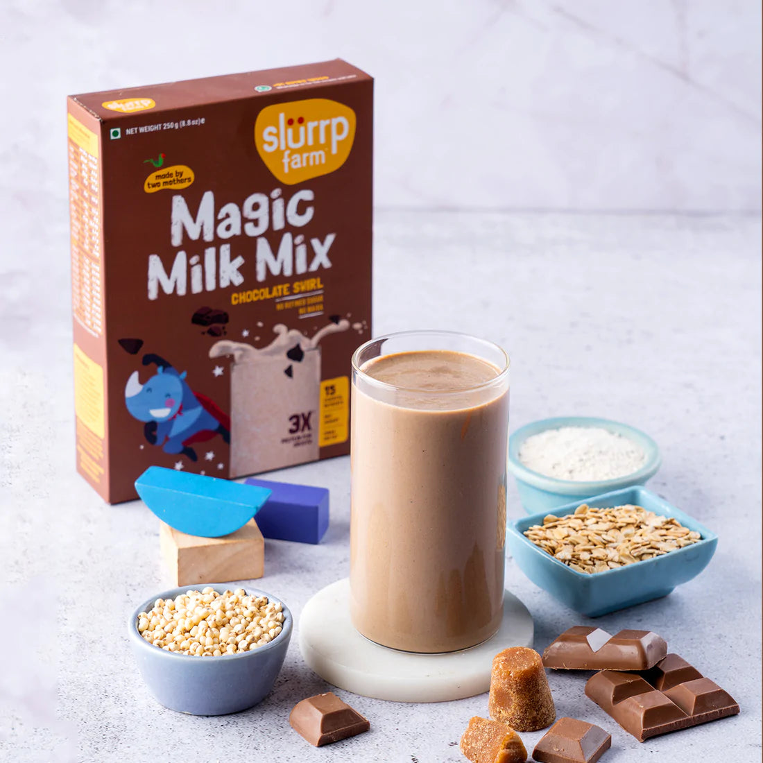 Magic Milk Mix - Chocolate Swirl – Only Jaggery, Jowar & Oats - Natural - Indian – Rich Source Of Protein, Fibre And Iron, Zero Maida, Refined Sugar And Maltodextrin – Slurrp Farm – 400gm