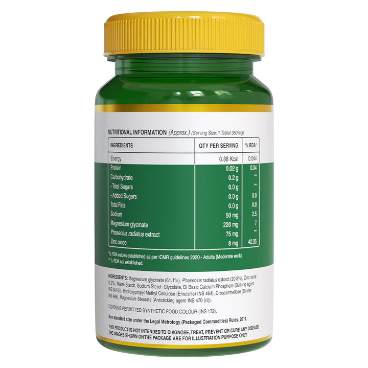 Magnesium Glycinate | (With Zinc) - Vitamin & Minerals - Support Bone, Muscle & Nerve Health - Pure Nutrition - (350mg) - 60 Capsules