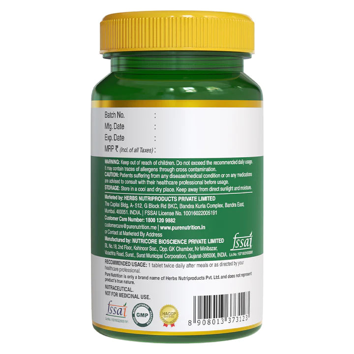 Magnesium Glycinate | (With Zinc) - Vitamin & Minerals - Support Bone, Muscle & Nerve Health - Pure Nutrition - (350mg) - 60 Capsules