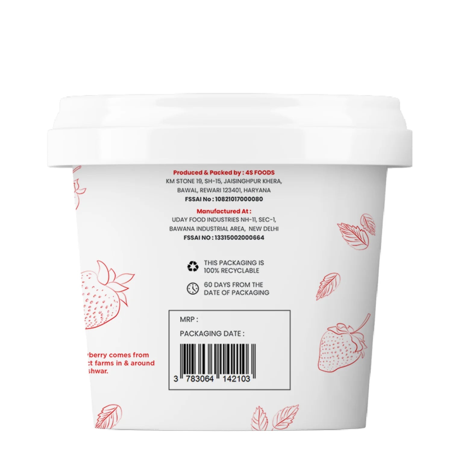 Ice Cream | Mahabaleshwar Strawberry Ice Cream – Hand Crafted Ice Cream – 100% Natural – No Added Preservatives, No Oil Fat & No Stabilisers – INDUS CREAMERY – 100ml