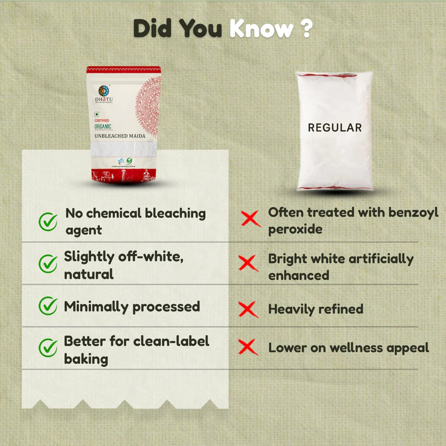 Maida | Organic Unbleached Maida Flour -Chemical-Free -Dhatu Organic - 500gm