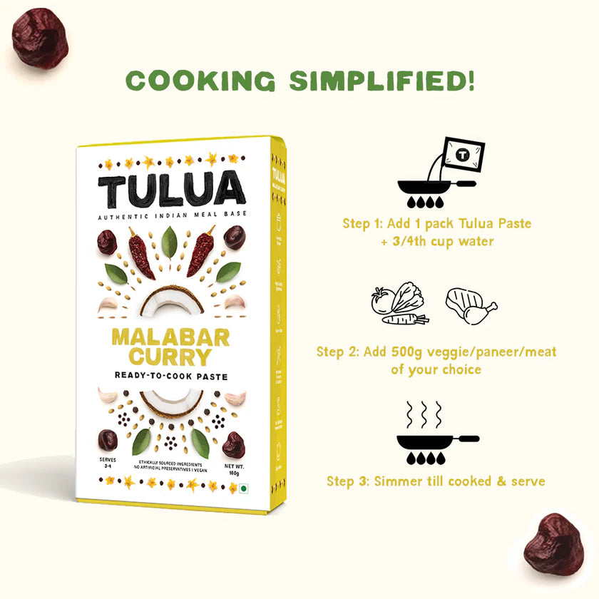 Malabar Curry | Ready To Cook Paste - Ethically Sourced Ingredients - No Artificial Ingredients - Tulua - 160gm