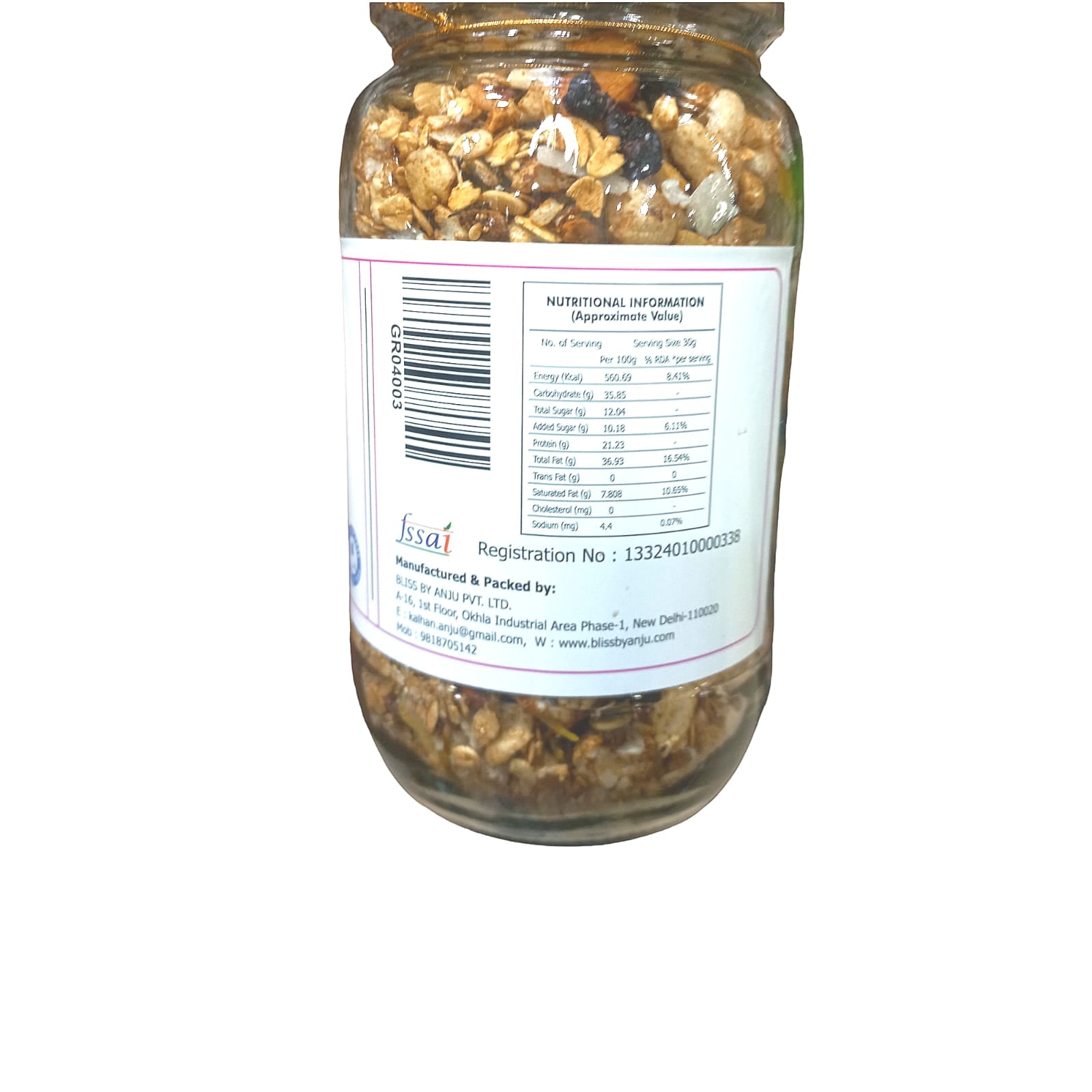 Granola | Mango Berry Granola - Plant Based Whole Food - Oil Free, No Added Preservatives, Lactose Free & Diabetic Friendly - Bliss Box Foods - 500gm