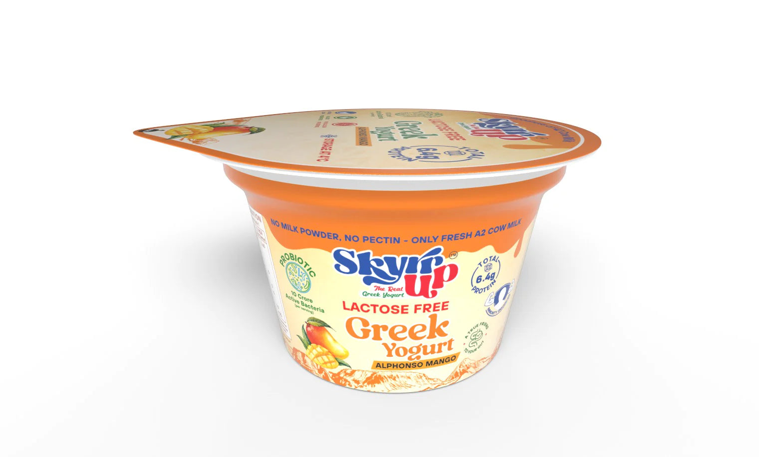 Yogurt | Alphonso Mango (Made From A2 Milk) – Natural Sugar, 6.4gm Protein, No Milk Powder, Pectin Free, Fat Free & Lactose Free – Skyrrup – 85gm
