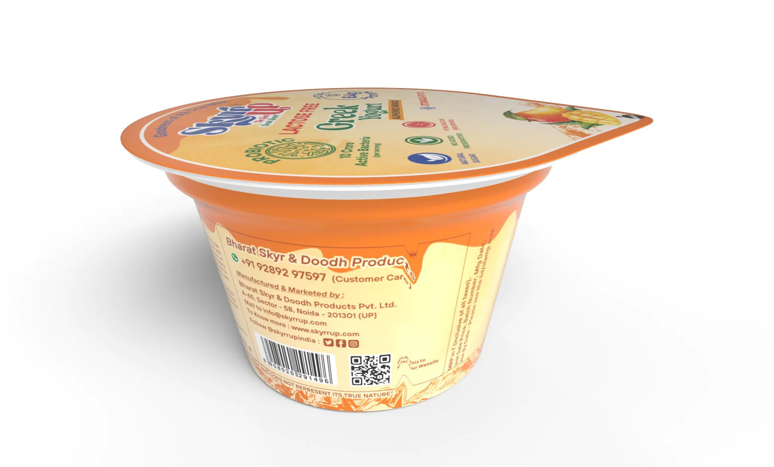 Yogurt | Alphonso Mango (Made From A2 Milk) – Natural Sugar, 6.4gm Protein, No Milk Powder, Pectin Free, Fat Free & Lactose Free – Skyrrup – 85gm