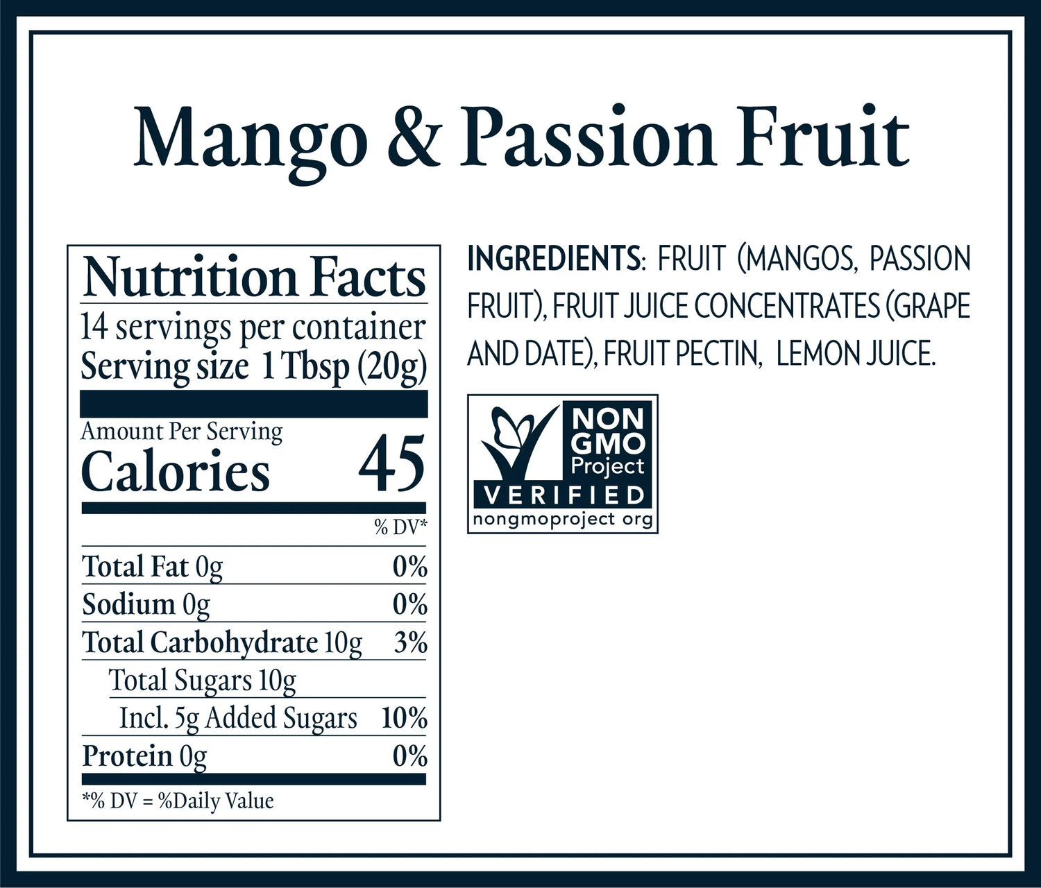 Mango & Passion Fruit Jam – Sweetened Only With Vineyard Ripened Grape & Fruit Juices – Dalfour – 284gm
