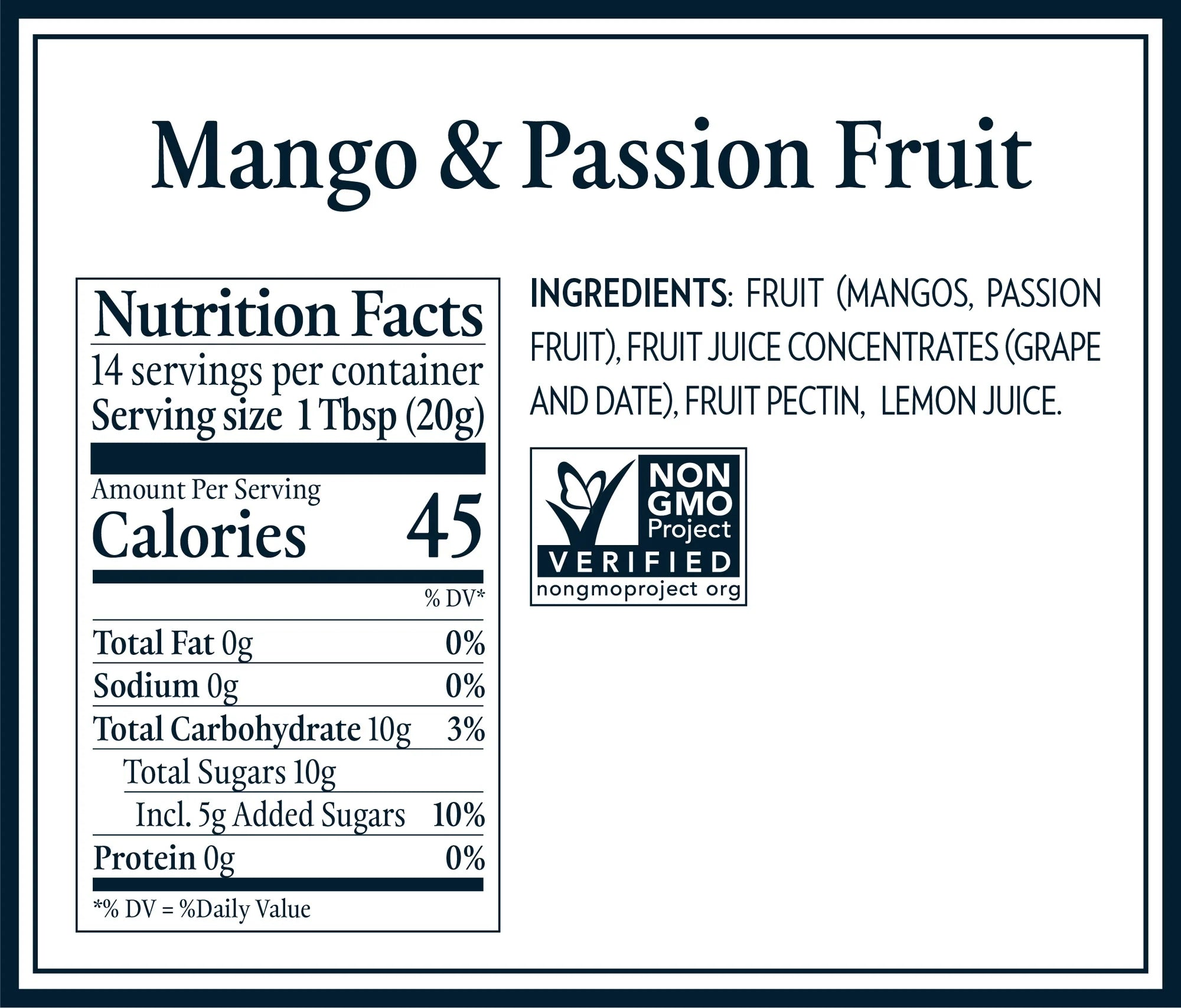 Mango & Passion Fruit Jam – Sweetened Only With Vineyard Ripened Grape & Fruit Juices – Dalfour – 284gm