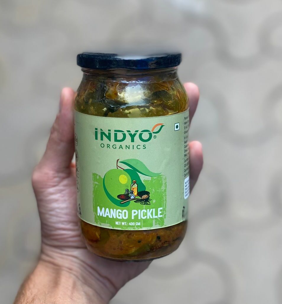 Pickle | Mango - Certified Organic - Sun Dried - Cold Pressed Oil & Preservatives Free - Indyo Organic - 400gm