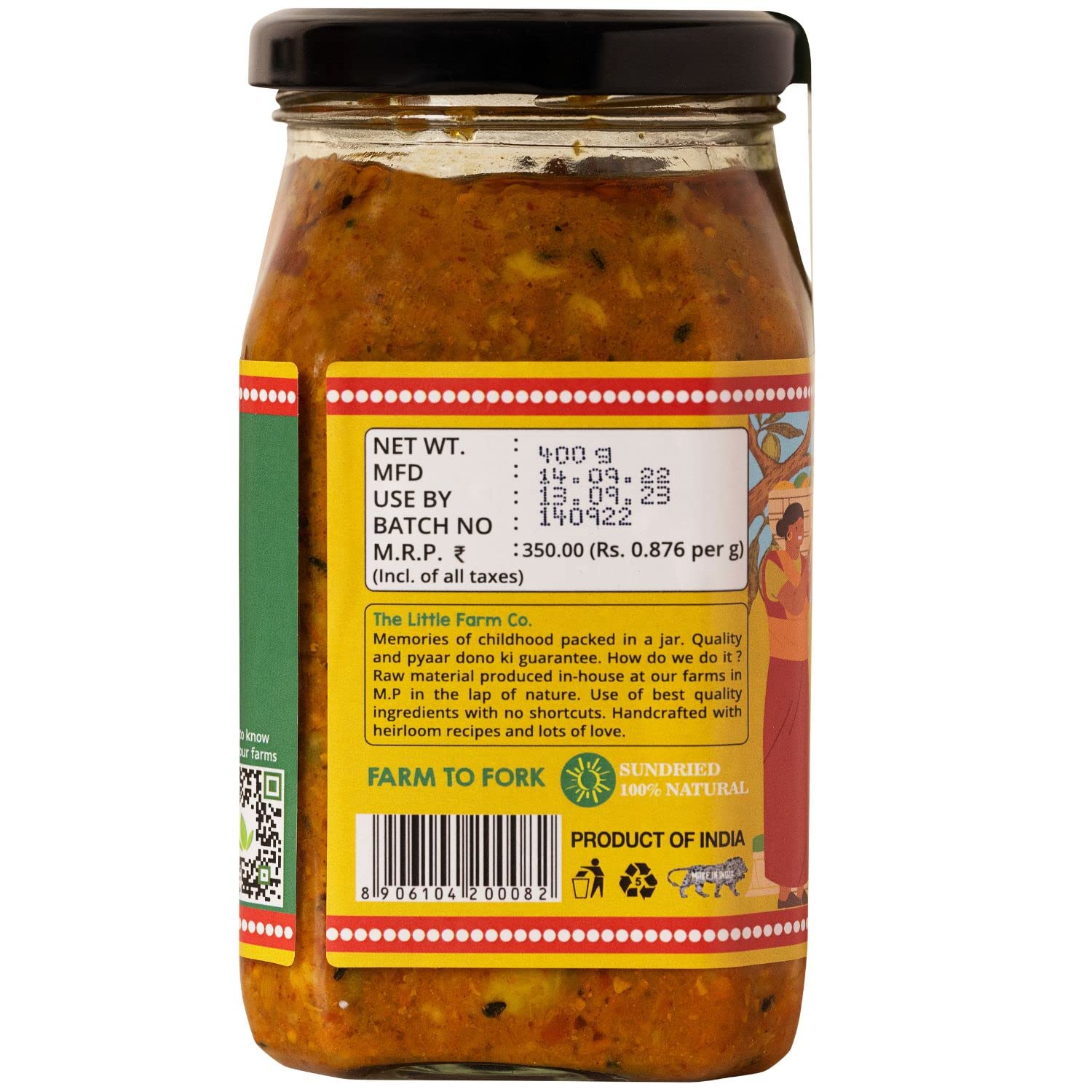 Pickle | Mango (Grandma) - Handcrafted - No Added Preservatives & No Added Colours - The Little Farm - 400gm
