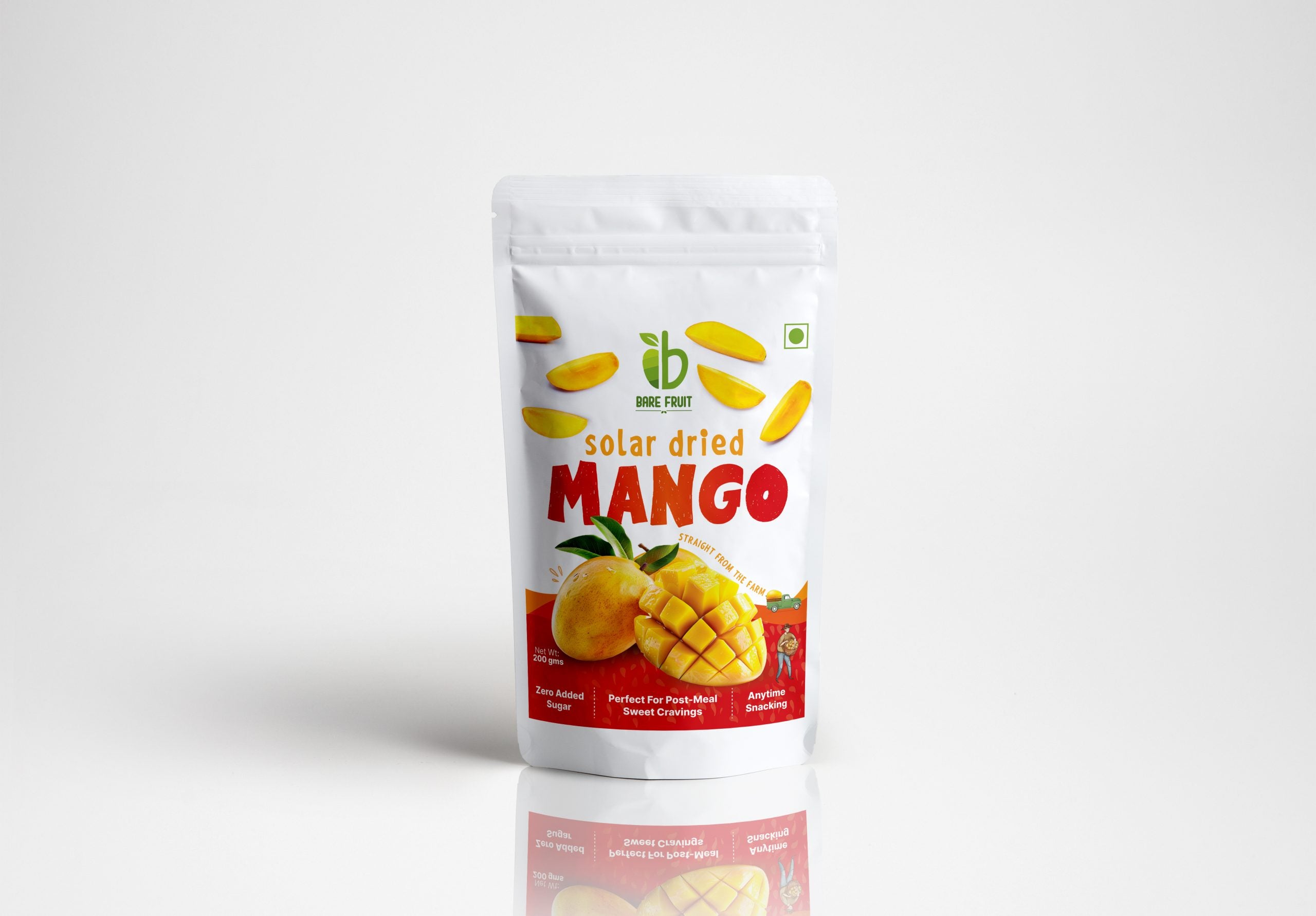 Fruit Bites | Solar Dried Mango (100% Whole Fruit) - Fresh Natural Sweet Taste - No Added Sugar, & No Added Preservatives - Bare Fruit - 200gm