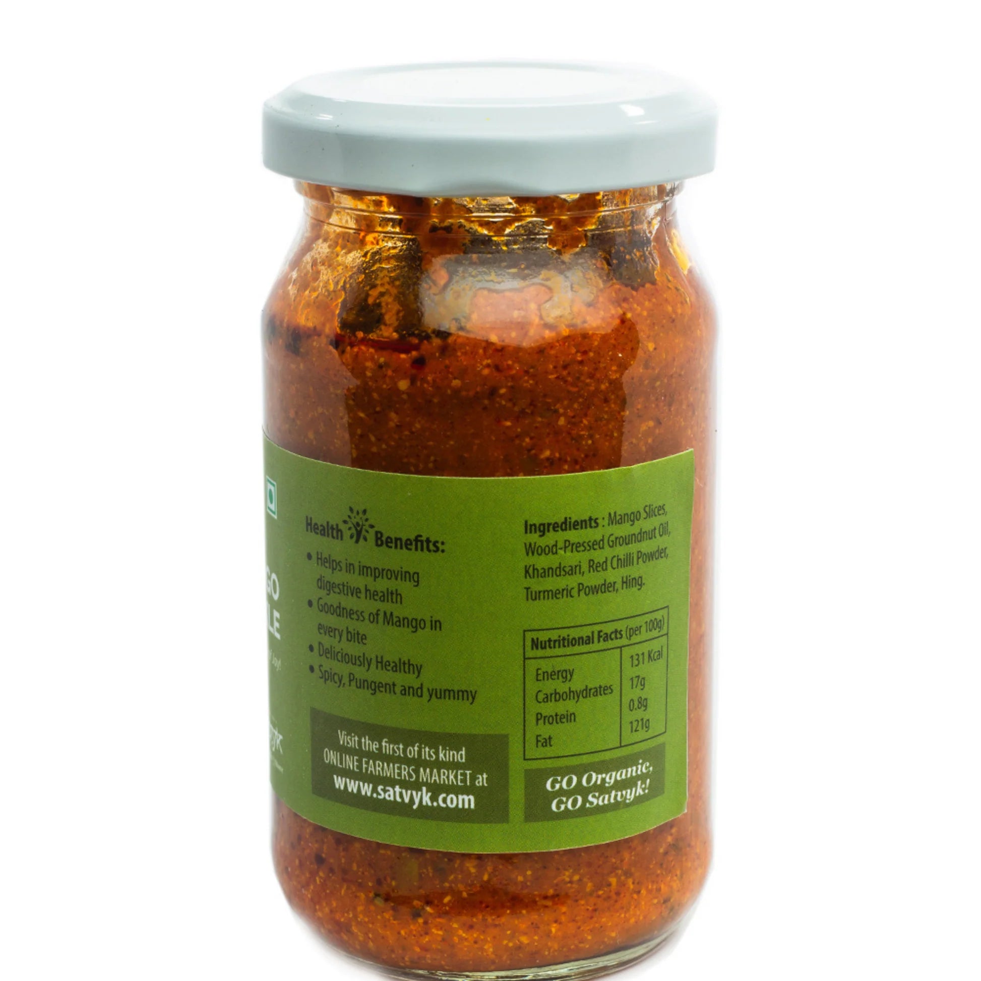 Pickle | Mango Pickle - Organic - Wood Pressed Oil - Improving Digestive Health - Satvyk - 200gm