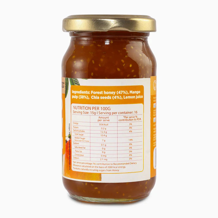 Jam | Mango Honey Jam - 100% Real Fruits - No Preservatives & No Added Refined Sugar - Conscious Food - 250gm