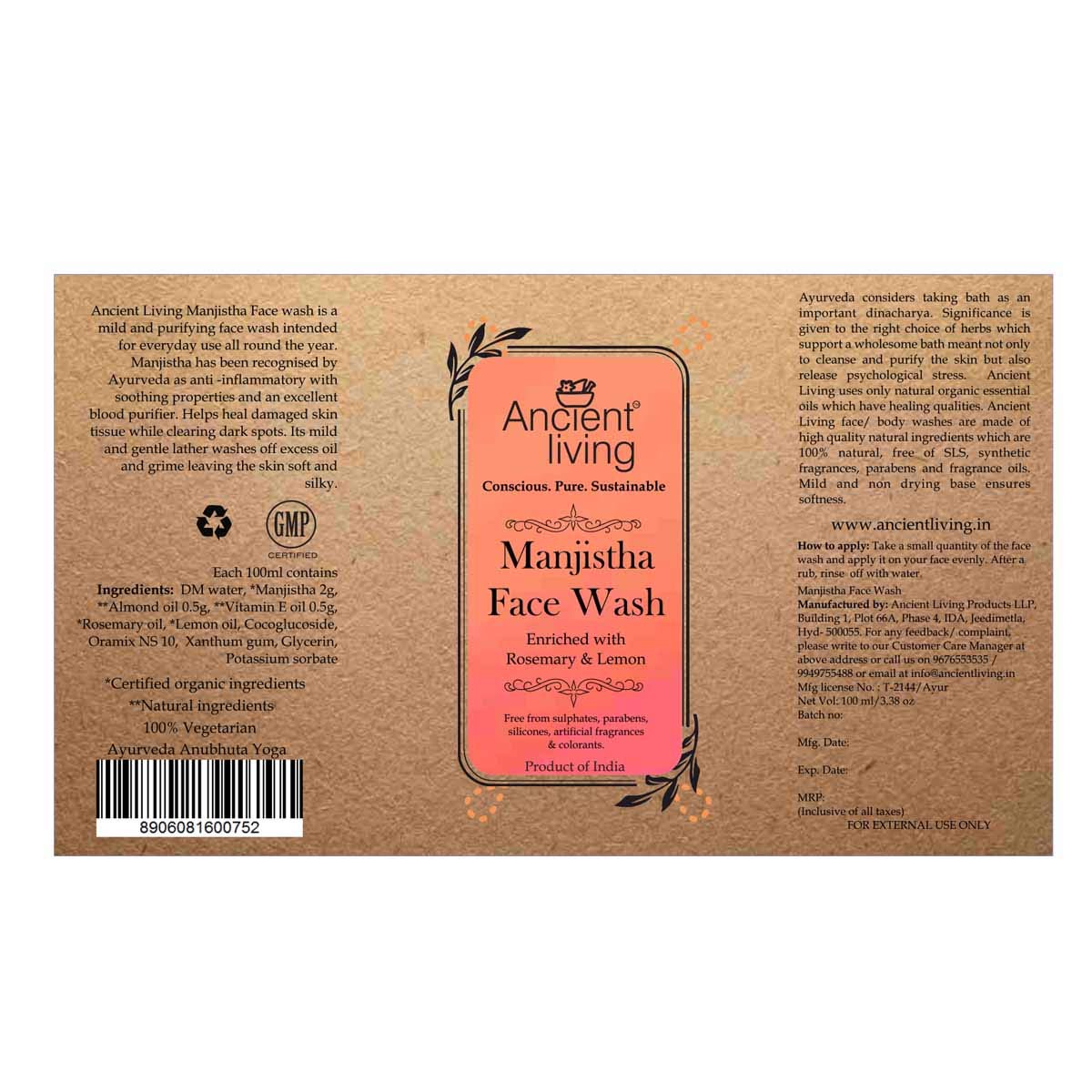 Manjistha Face Wash - Ancient Living - 100ml