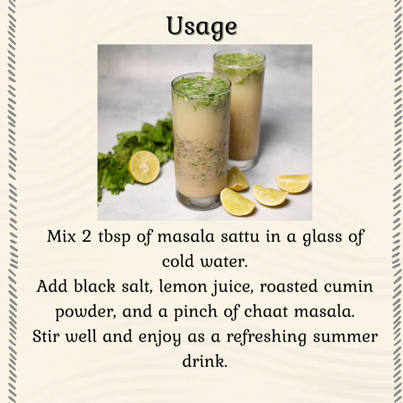 Sattu Drink Mix | Masala Sattu Drink Mix - Hand Roasted & Stone Ground Chana Sattu – Gluten Free, High In Protein And Fiber Or Preservatives Free - Natureship - 250gm