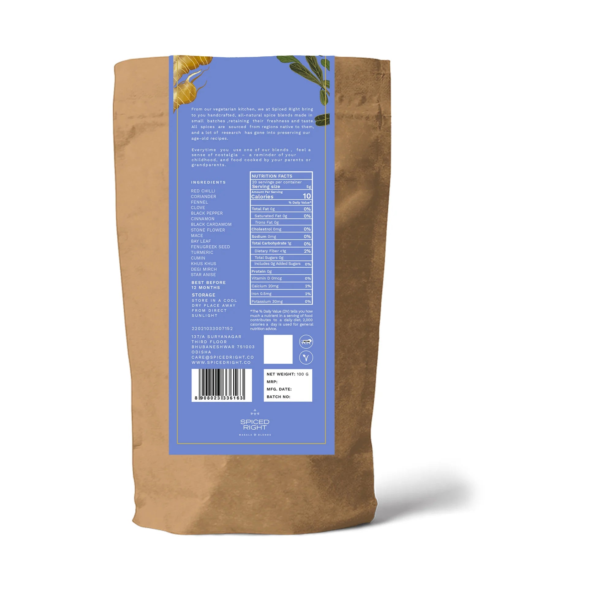 Masala | Xacuti Masala-All Vegan-Hand Crafted, Chemical Free – Spiced Right – 100gm