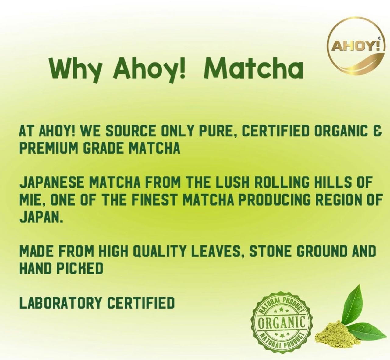 Matcha Green Tea Powder - Ahoy Premium - 100gm