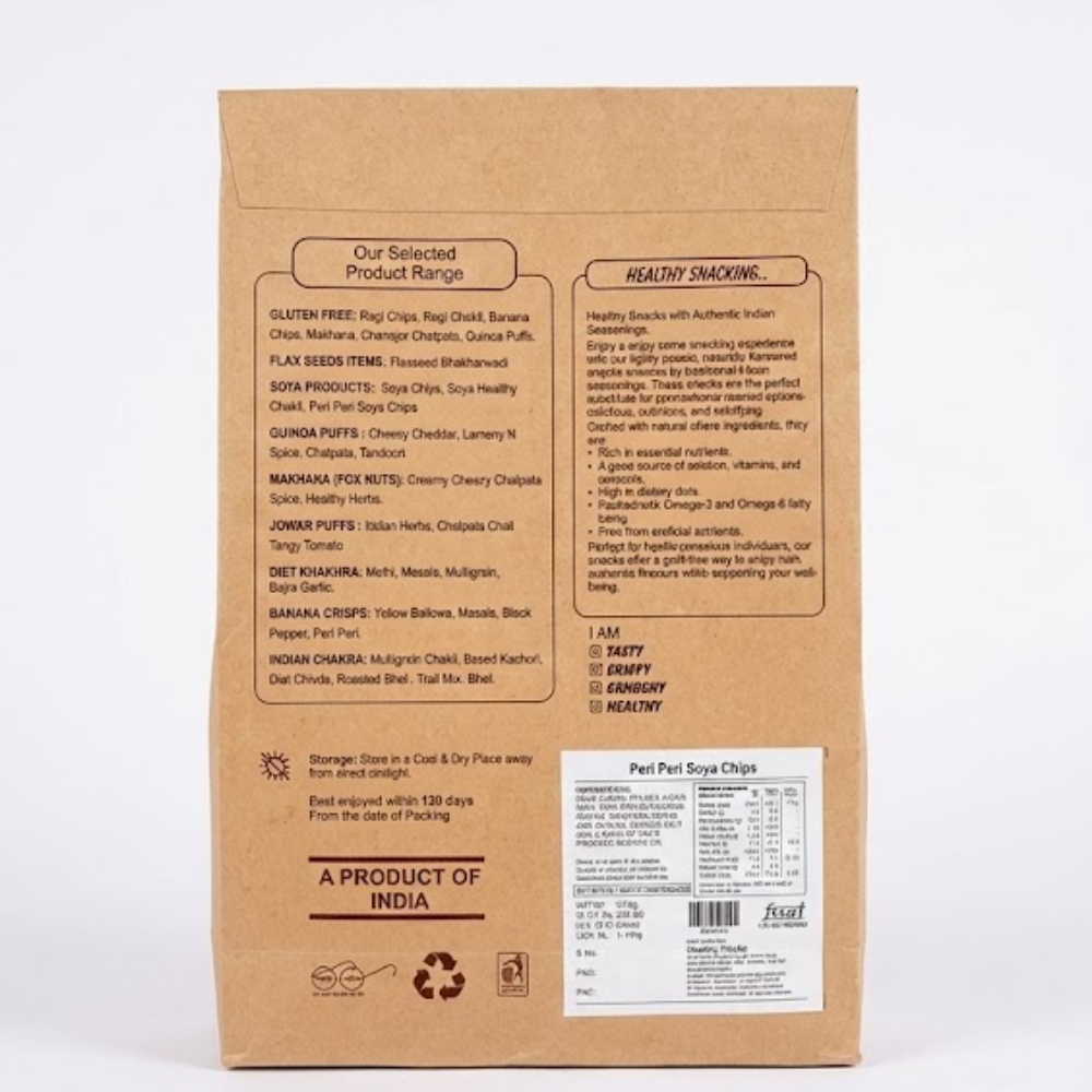 Soya Chips-Peri Peri Soya Chips-Gluten Free- Zero Cholesterol- No Trans Fat - No Preservative-Baked-Healthy Delicacy-210gm