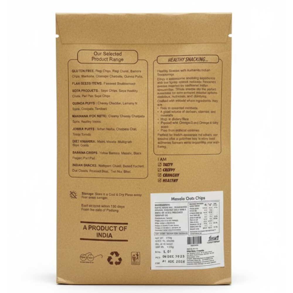 Masala Oats Chips- Mildly Spiced- Baked-Healthy Delicacy-210gm