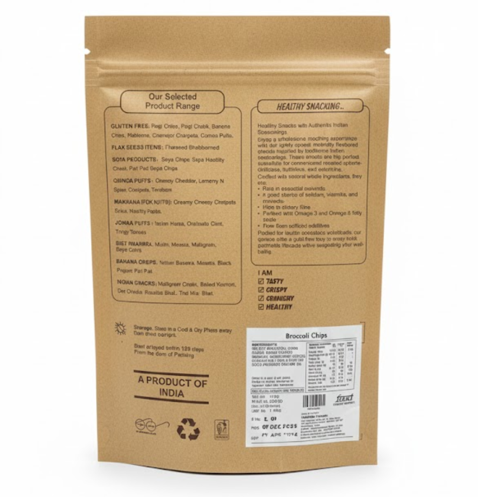 Chips | Broccoli Chips - Vegan, NON GMO - Baked-Healthy Delicacy-210gm