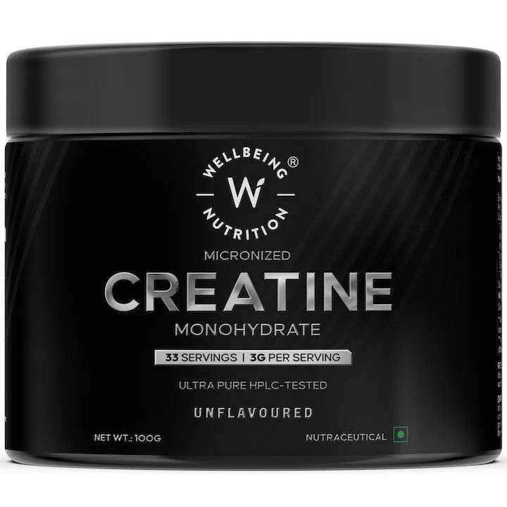 Creatine | Micronized Creatine Monohydrate (Unflavoured) – Gluten Free, Soy Free, No Artificial Flavours & No Sweeteners – Wellbeing Nutrition – (33 Servings) – 100gm