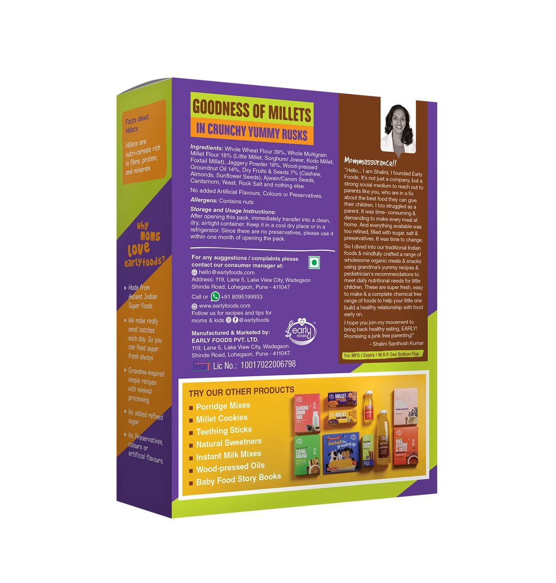 Millet Rusk | Multigrain (Jaggery, Seeds & Nuts) – All Natural – Cold Pressed Oil – Vegan, No Preservatives, No Added Refined Sugar & Salt – Early Food – 163gm