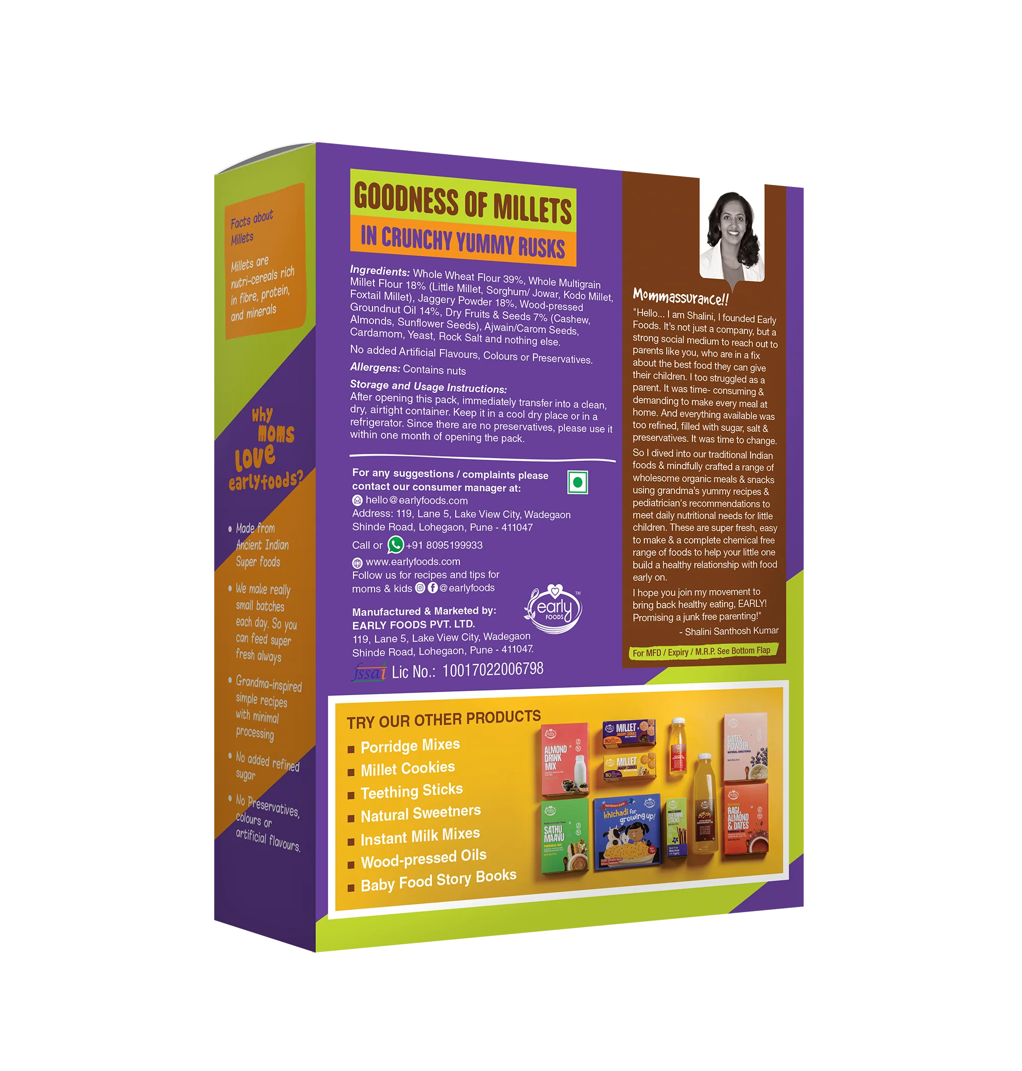 Millet Rusk | Multigrain (Jaggery, Seeds & Nuts) – All Natural – Cold Pressed Oil – Vegan, No Preservatives, No Added Refined Sugar & Salt – Early Food – 163gm