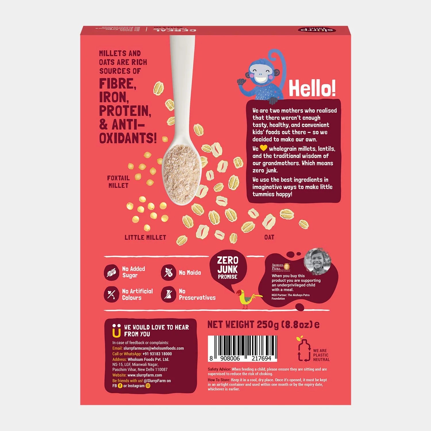 Millet and Oats Porridge - No Refined Sugar & No Salt - Slurrp Farm - 200gm