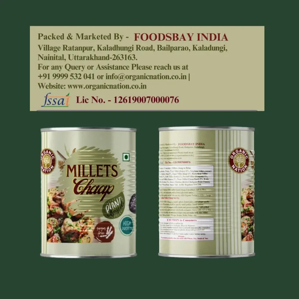 Chaap | Millets Chaap - Plant Based - High In Protein, Fibre & Sugar Free - Organic Nation - 800gm