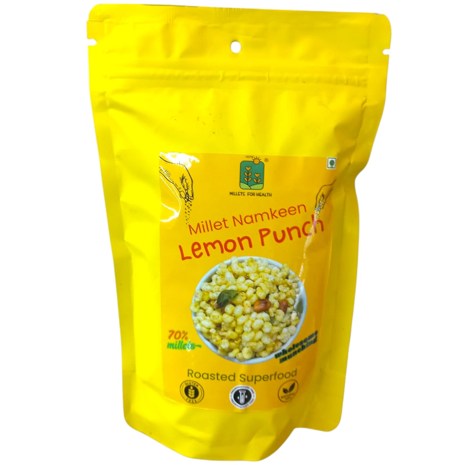 Namkeen | Millet Namkeen (Lemon Punch) - 70% Millet - Roasted Superfood - 100% Natural - 70% Millet - Gluten Free & No Added Preservatives - Millet For Health - 90gm