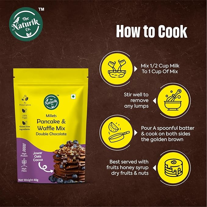 Millet Pancake & Waffle Mix | Choco Hazelnut - Vegan, Gluten Free, No Maida, No Sugar, No Palm Oil & No Added Preservatives – The Naturik Co – 150gm