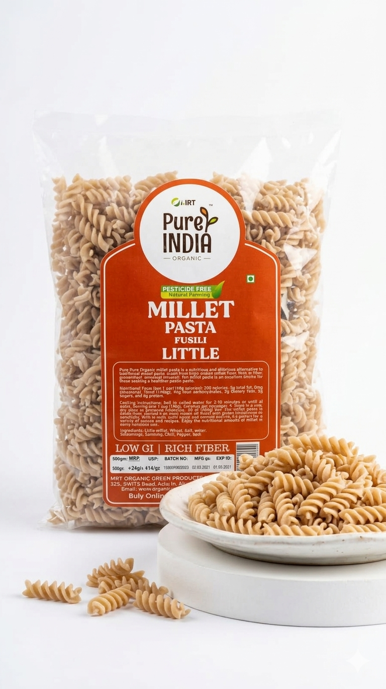 Pasta | Millet Pasta Fusili Little-Low GI, Rich Fiber - Pesticide Free – MRT Organics – 500gm