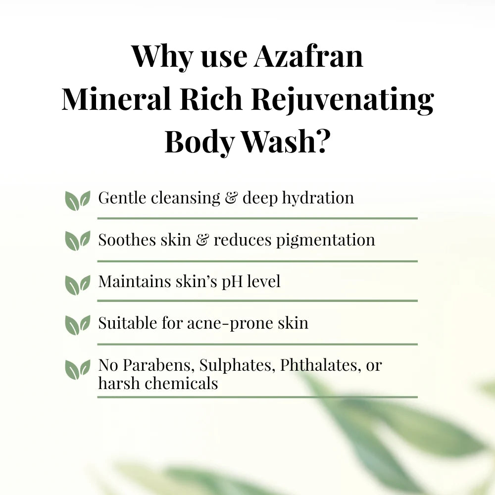 Body Wash | Mineral Rich Rejuvenating Body Wash - Azafran Organics - 200gm