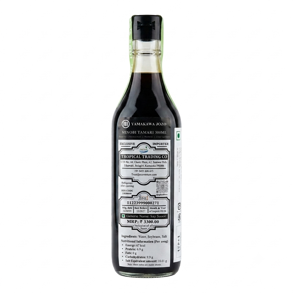 Minobi Tamari Sauce- Japan - 100% Soybean , Naturally Gluten-Free , Aged Over Two Years-No Added Artificial Flavors, Colors & No Added Preservatives -Yamakawa Jozo - 300ml