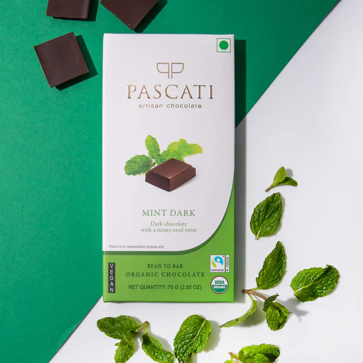 Mint Dark Chocolate - USDA Organic - Vegan & Gluten Free - Pascati - 75gm