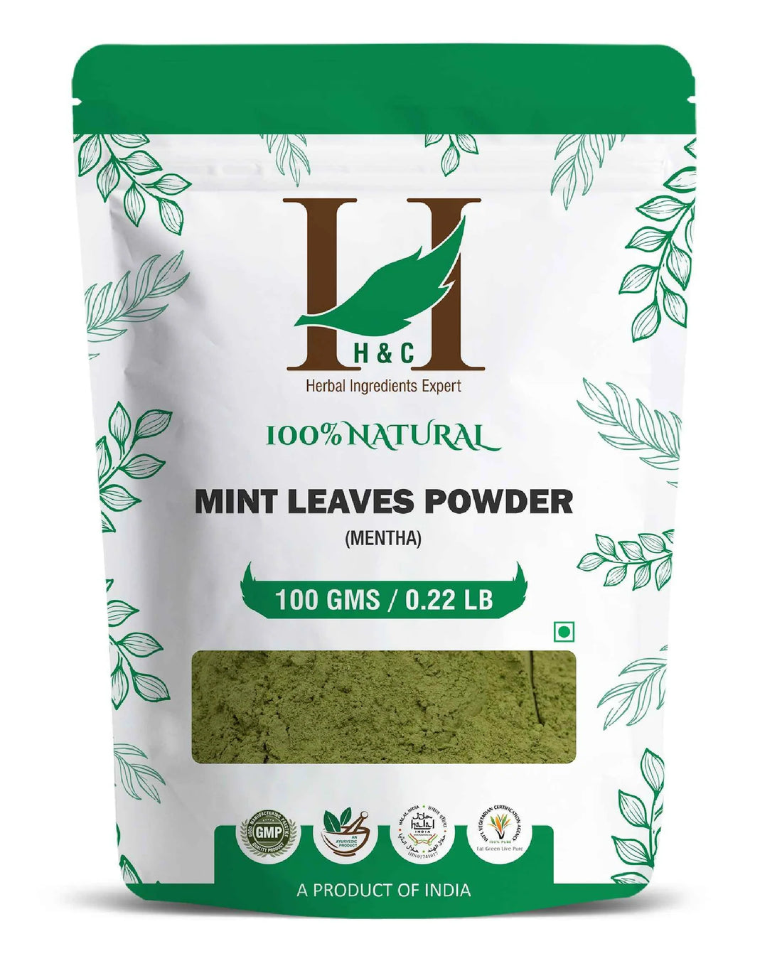 Natural Mint Leaves Powder (Mentha) - 100% Natural - Refreshing Skin & Scalp- H&C - 100gm