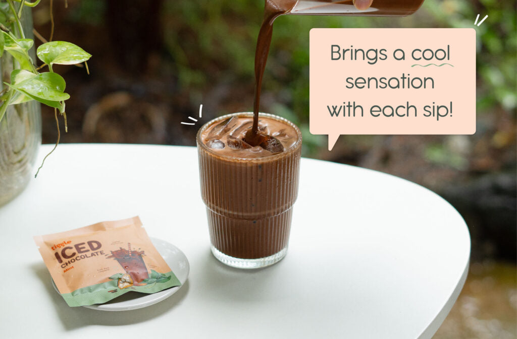 Iced Chocolate | Mint Dark Iced Chocolate Mix Sachets - Vegan, No Refined Sugar & Chemical Free – Tiggle – 25gm