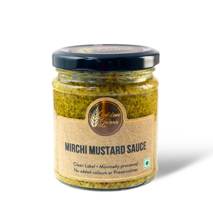 Sauce | Mirchi Mustard Sauce (Home Made With Probiotic Goodness) – 100% Natural - No Added Colour & No Added Preservatives – Golden Grass – 200gm