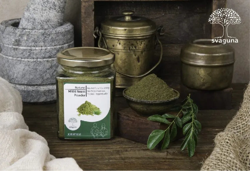 Mithi Neem Powder | Curry patta Powder - Natural - No Preservatives & No Artificial Coloring - Svaguna - 100gm