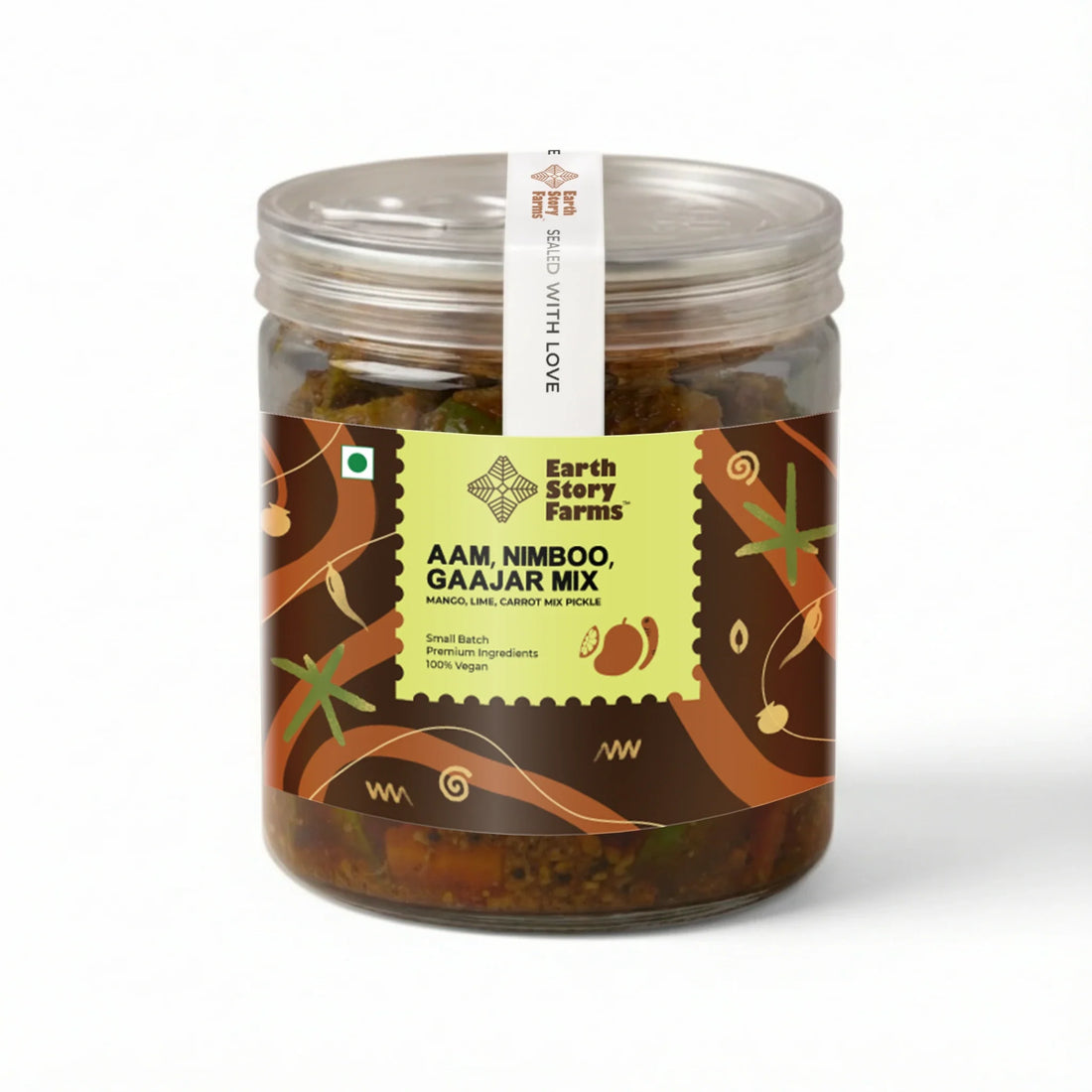 Pickle | Aam, Nimboo, Gaajar Mixed Pickle- 100% Vegan - Preservative Free - Earth Story Farms- 200gm