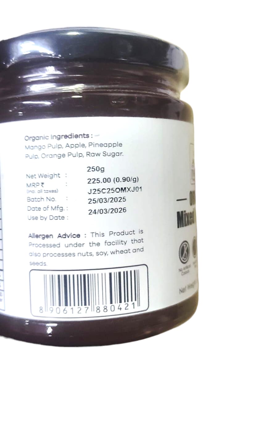 Jam | Mixed Fruit Jam - No Artificial Colours, Pesticide Free & No Added Preservatives - Jivamrit - 250gm