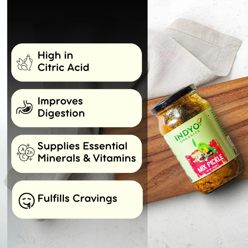 Pickle | Mix - Certified Organic – Sun Dried – Cold Pressed Oil & Preservatives Free – Indyo Organic – 400gm