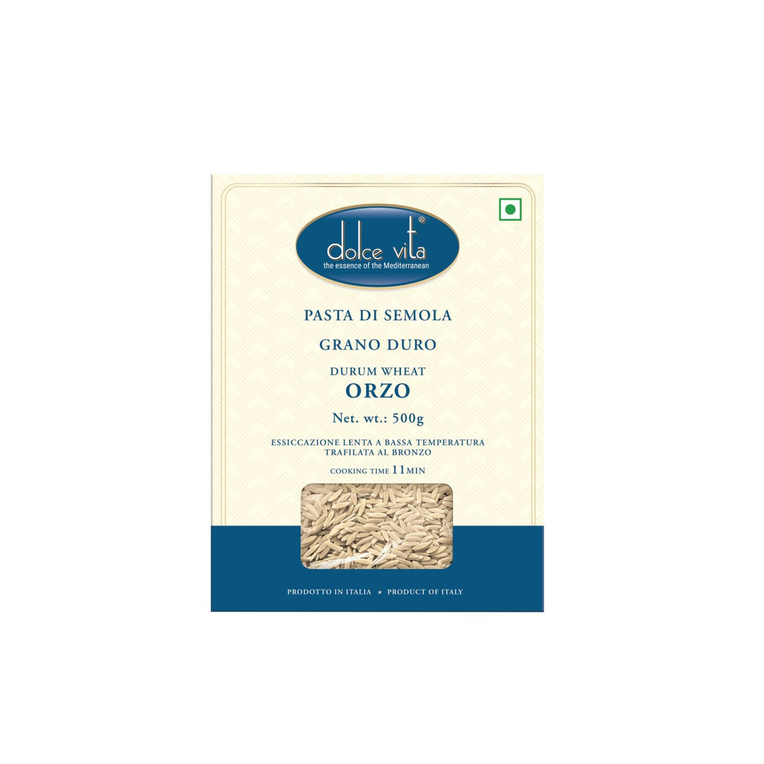 Dolce Vita Orzo Pasta 500gm | Dolce Vita- Premium Durum Wheat Rice-Shaped Pasta