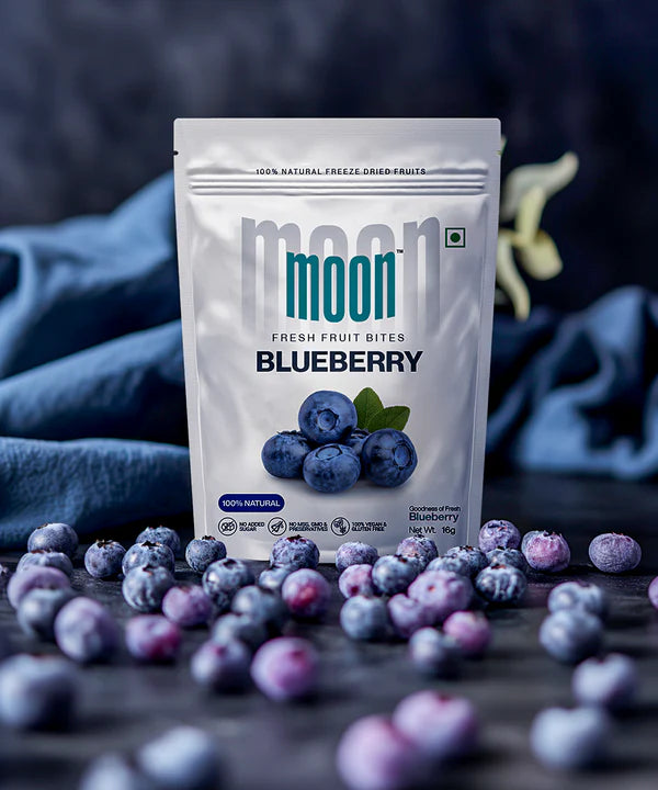 Fruit Bites | Blueberry (Goodness Of Fresh Blueberry) - 100% Natural - Vegan, Gluten Free, No Added Sugar, No MSG, No GMO & No Added Preservatives - Moon - 16gm