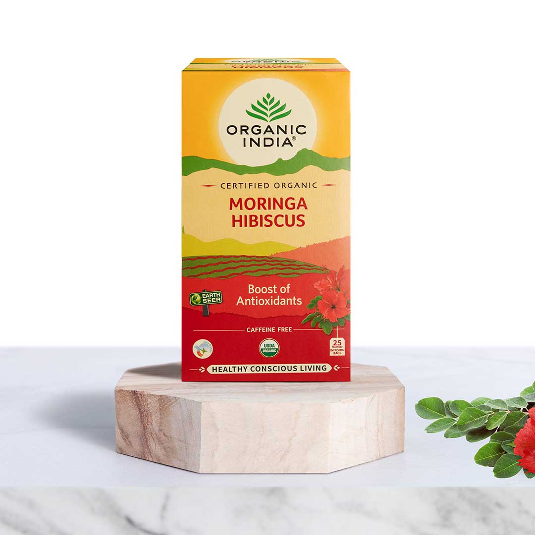 Moringa Hibiscus Tea (Boost Of Antioxidant) - Caffeine Free - Organic - Indian – Organic India – 100gm