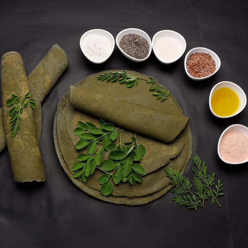 Tortilla | Moringa Roti – Wrap – 26Kcal – Vegan, Gluten Free, No Maida, Keto Friendly, Diabetic Friendly & No Additives – Get Sorted – Pack Of 5