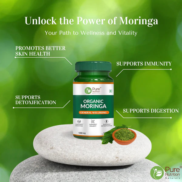 Moringa Capsules | Organic – Support Digestion – Support Immunity – Supports Detoxification – Pure Nutrition – (1200mg) – 120 Capsules