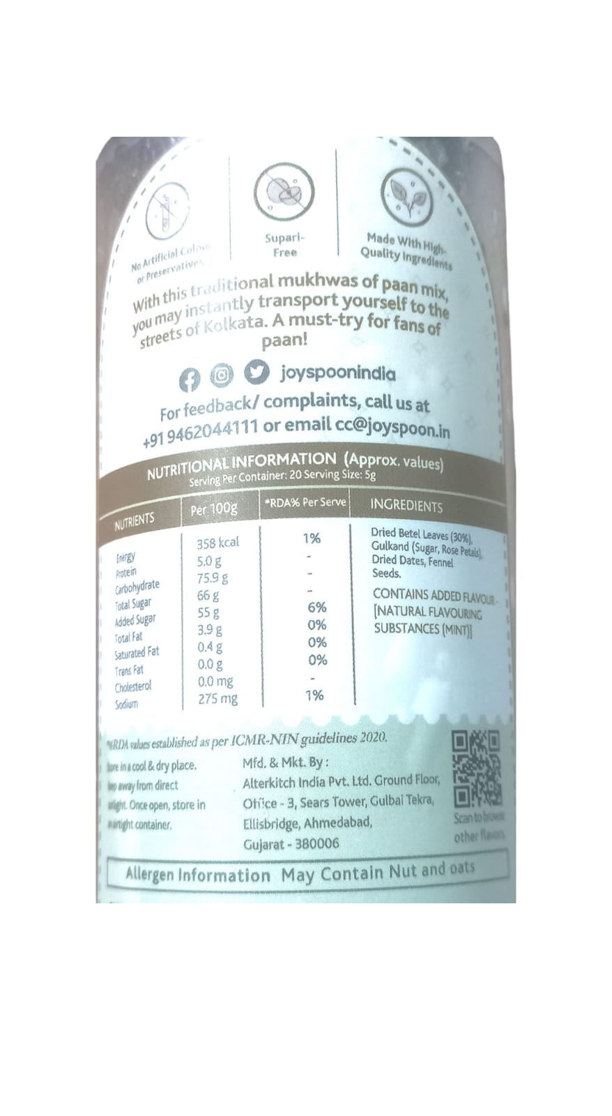 Mouth Freshener | Heritage Blends (Calcutta Paan) - No Supari, No Preservatives & No Artificial Flavour - Joyspoon - 100gm