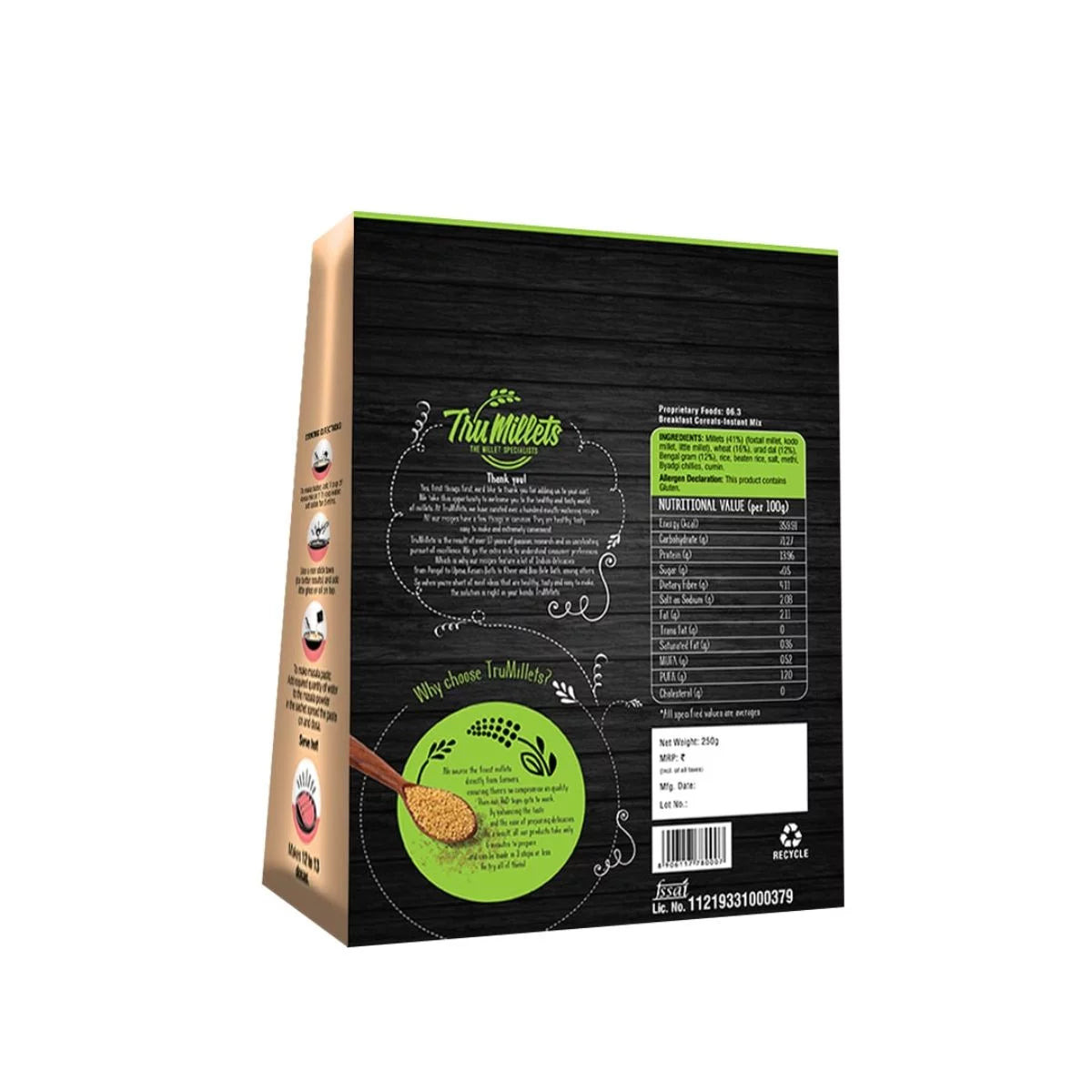 Multi Millet Mysore Dosa - 65% Millet & Dal – Natural – Indian – Rich Source Of Protein, Low In Fat, Source Of Dietary Fibre, Trans Fat Free & Cholesterol Free - TruMillets - 250gm