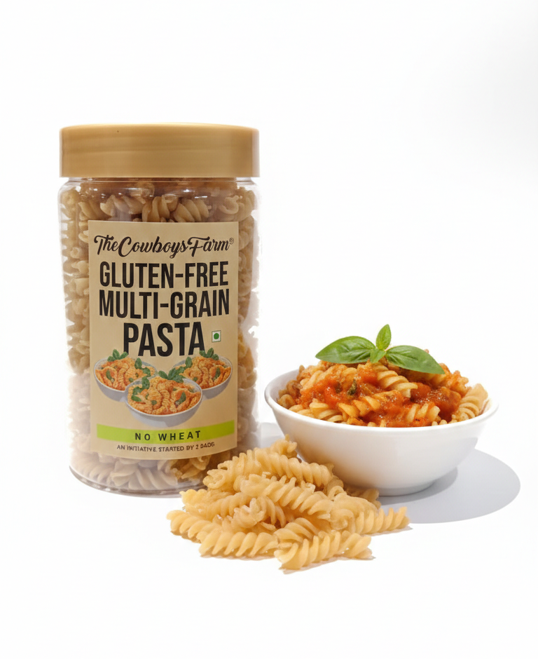 Pasta | Multi Grain Pasta - Vegan, Gluten Free Pasta -No Wheat- High Protein, Fibre- No Msg, Low Glycemic Index & Preservatives Free – The Cow Boys Farm – 200gm