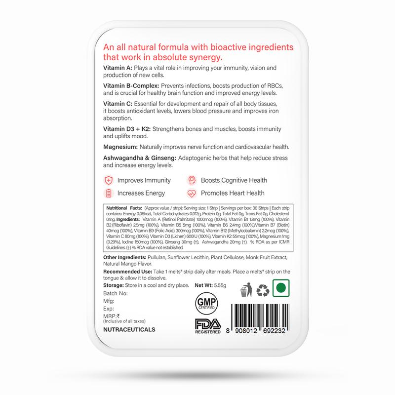 Multivitamin – Melts – Vegan & Sugar Free - Wellbeing Nutrition – 30 Strips